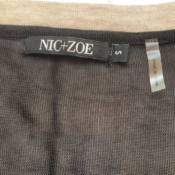 Nic+Zoe Taupe & Black Lace Look Button Front Cardigan Sweater Women’s small EUC - Picture 13 of 14